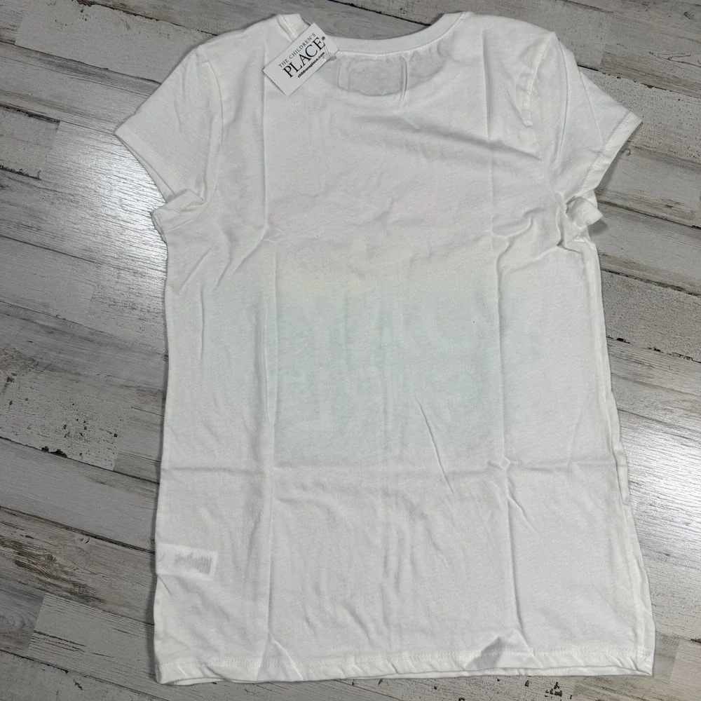 NWT The Children's Place Girls White Birthday Girl Rainbow Star T-Shirt L 10/12
